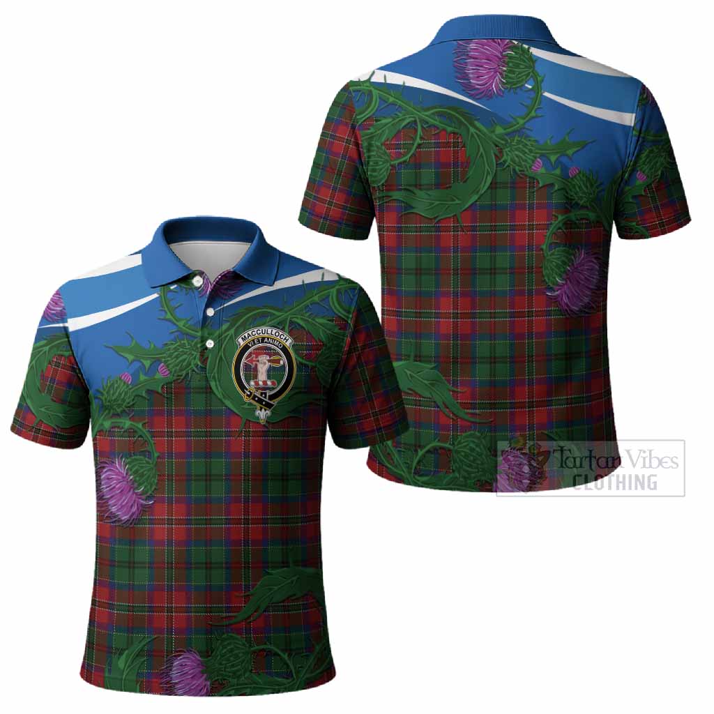 MacCulloch (McCulloch) Tartan Family Crest Polo Shirt Thistle in Minimalism