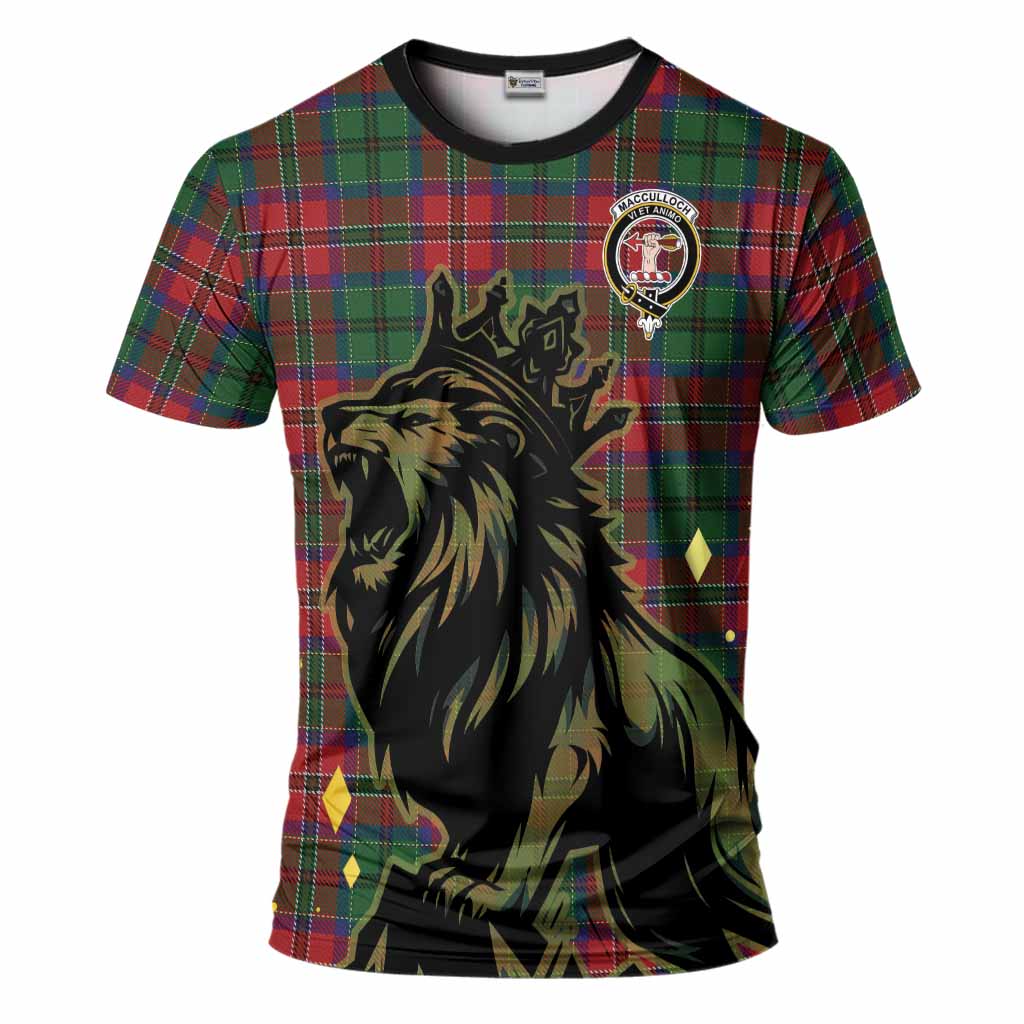 MacCulloch (McCulloch) Tartan Family Crest T-Shirt Crowned Lion Roaring