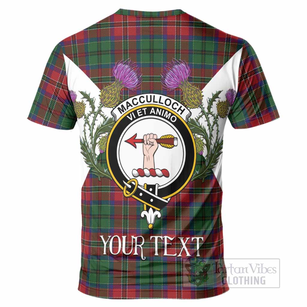 MacCulloch (McCulloch) Tartan Family Crest T-Shirt Scottish Burns Night Thistle Floral