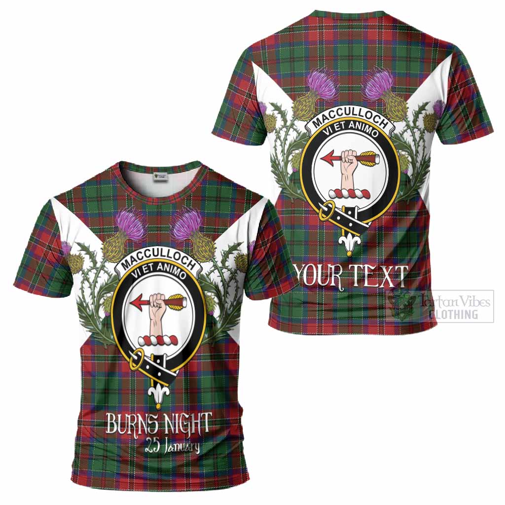 MacCulloch (McCulloch) Tartan Family Crest T-Shirt Scottish Burns Night Thistle Floral