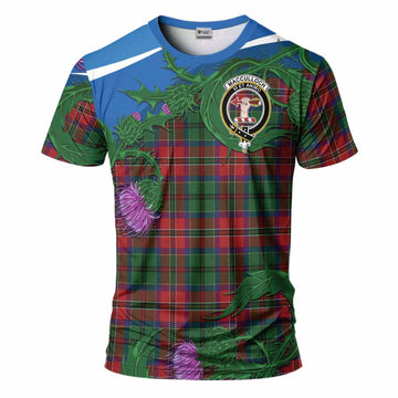 MacCulloch (McCulloch) Tartan Family Crest T-Shirt Thistle in Minimalism