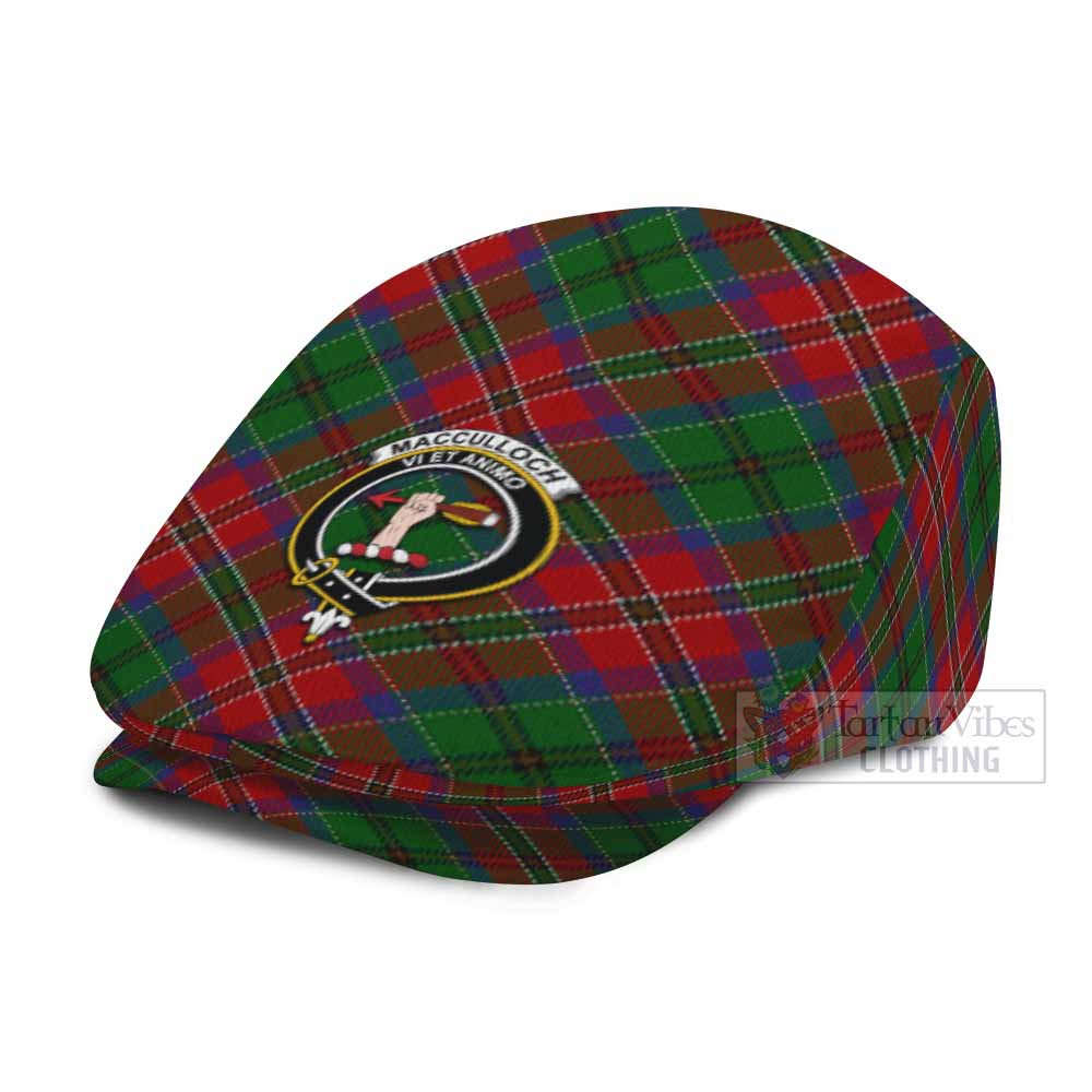 MacCulloch (McCulloch) Tartan Flat Cap, Jeff Cap Cross Style with Family Crest - Tartan Vibes Clothing