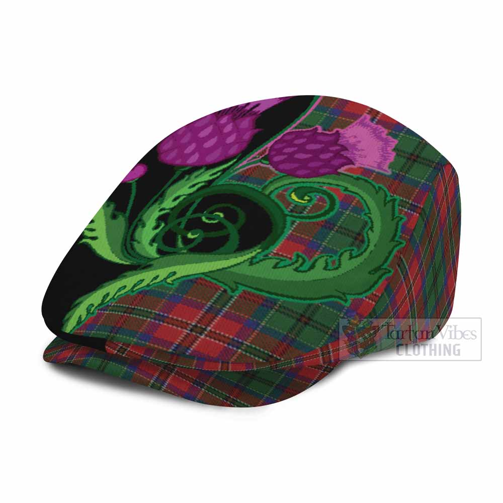 MacCulloch (McCulloch) Tartan Flat Cap, Jeff Cap Traditional Scottish Thistle