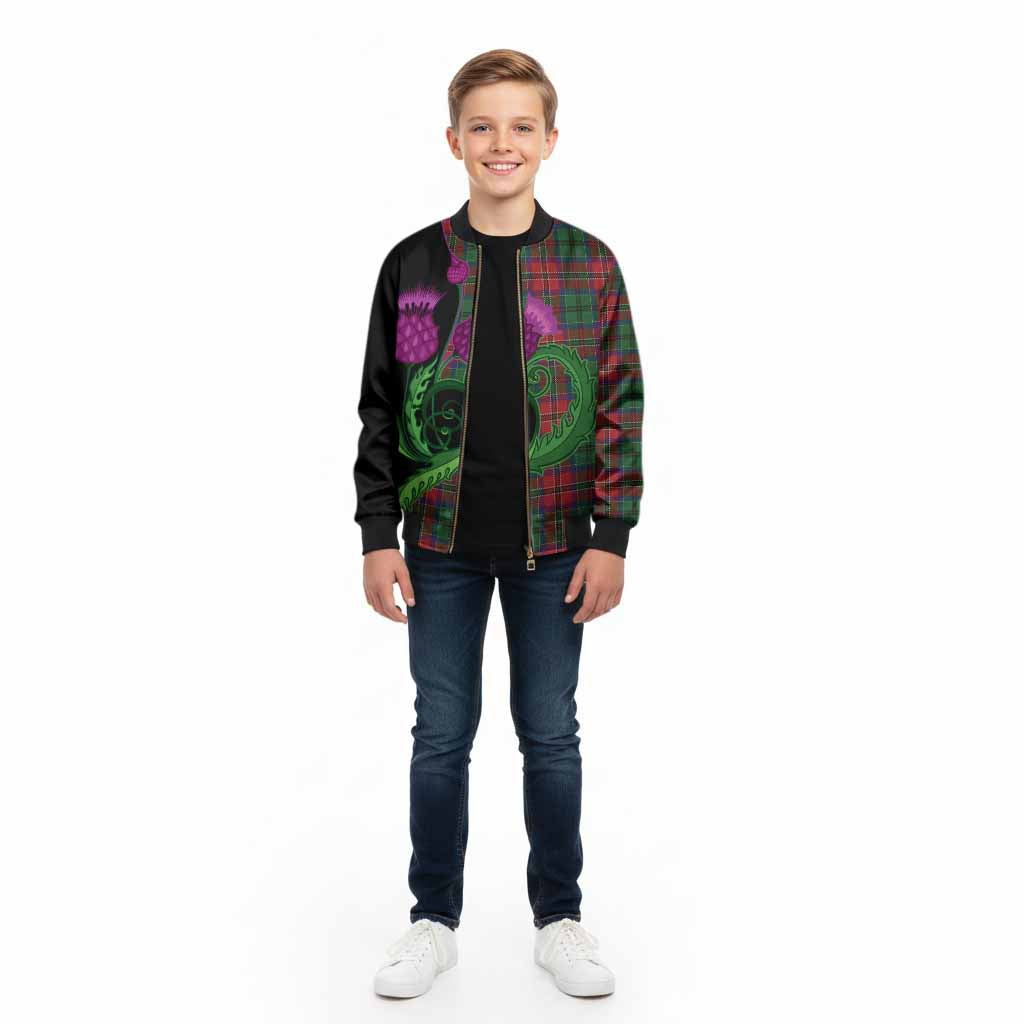 MacCulloch (McCulloch) Tartan Kid Bomber Jacket Traditional Scottish Thistle