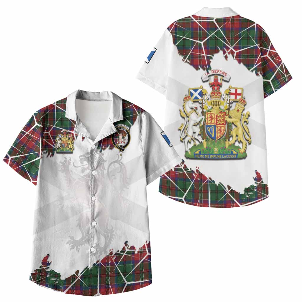 MacCulloch (McCulloch) Tartan Kid Hawaiian Shirt with Family Crest and Lion Rampant Grunge Style