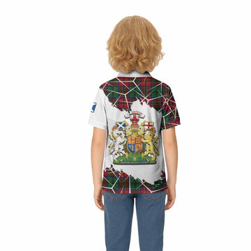 MacCulloch (McCulloch) Tartan Kid Polo Shirt with Family Crest and Lion Rampant Grunge Style