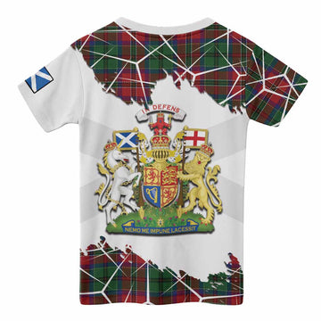 MacCulloch (McCulloch) Tartan Kid T-shirt with Family Crest and Lion Rampant Grunge Style