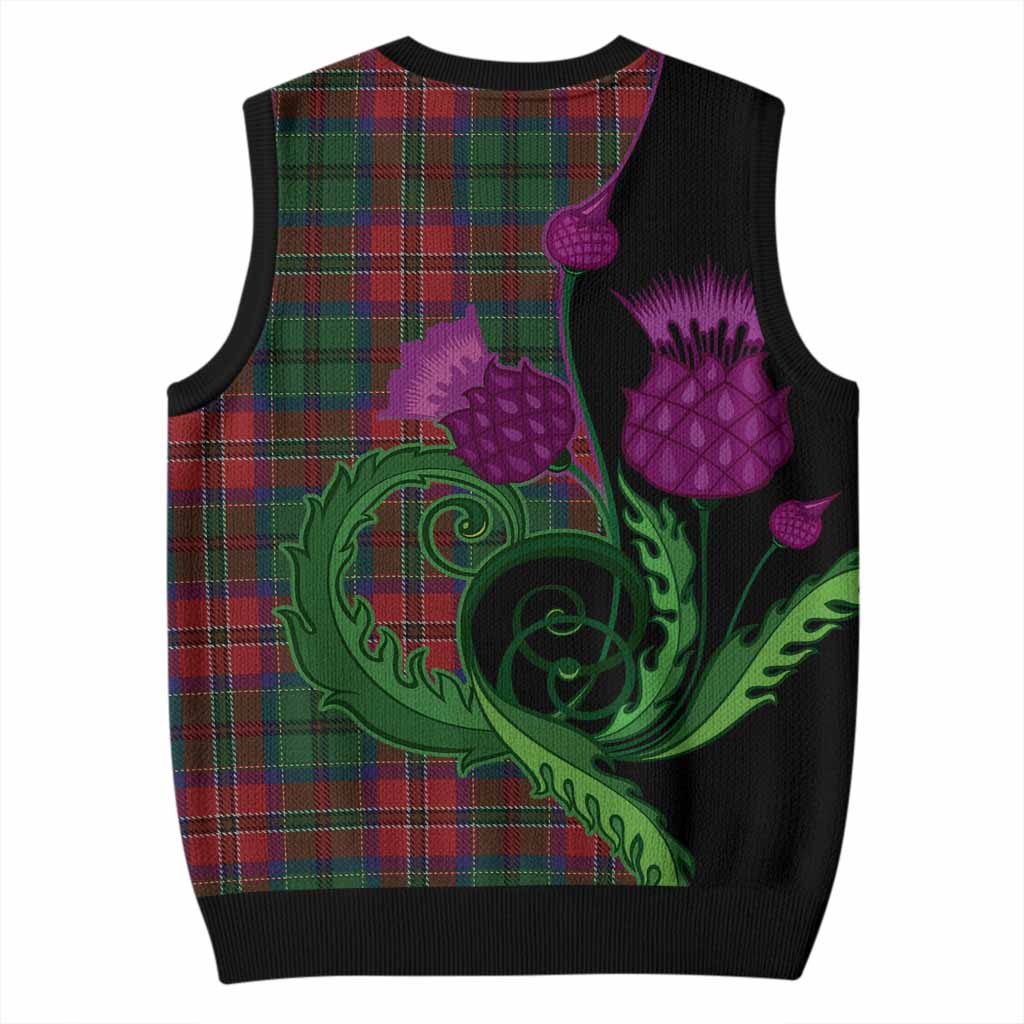 MacCulloch (McCulloch) Tartan Knitted V-Neck Vest Traditional Scottish Thistle