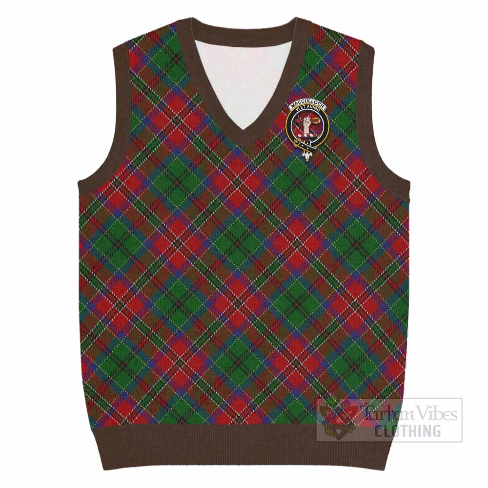MacCulloch (McCulloch) Tartan Knitted V-Neck Vest with Family Crest Cross Style