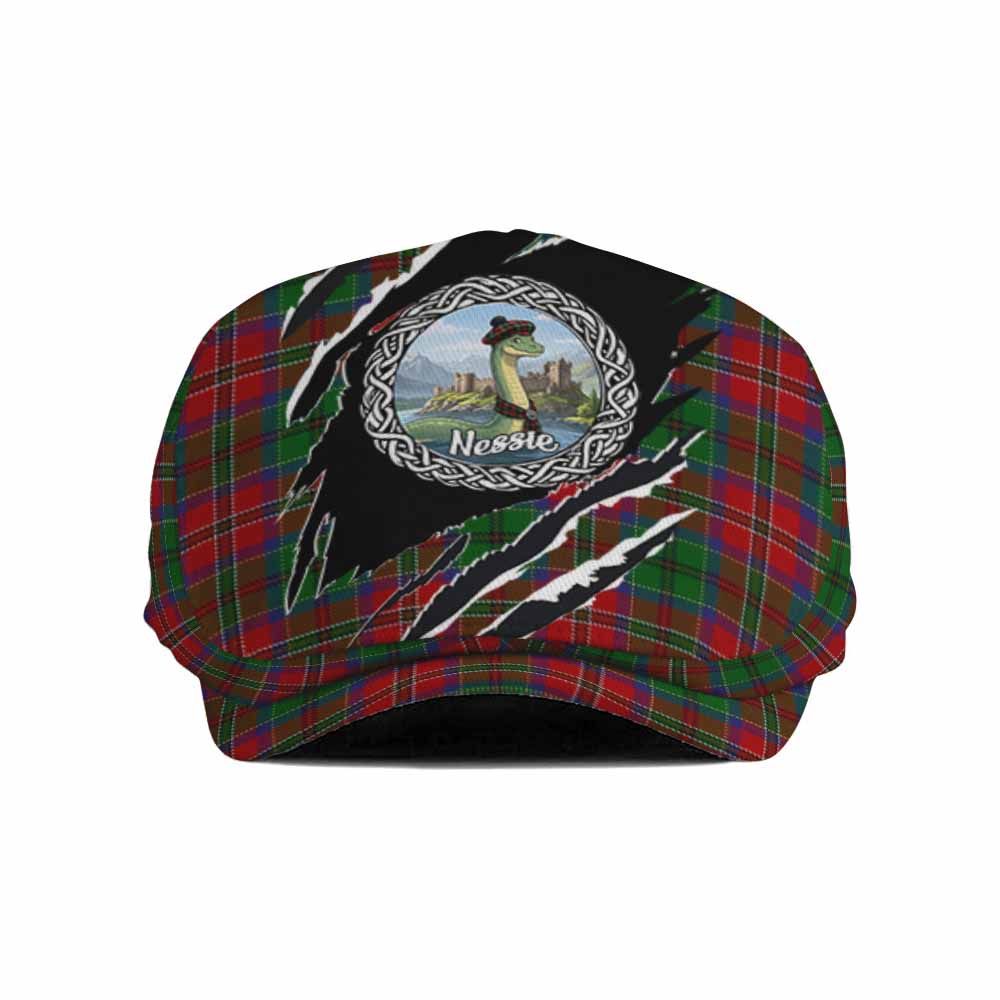 MacCulloch (McCulloch) Tartan Loch Ness Monster Flat Cap, Jeff Cap Celtic Knot Nessie Art