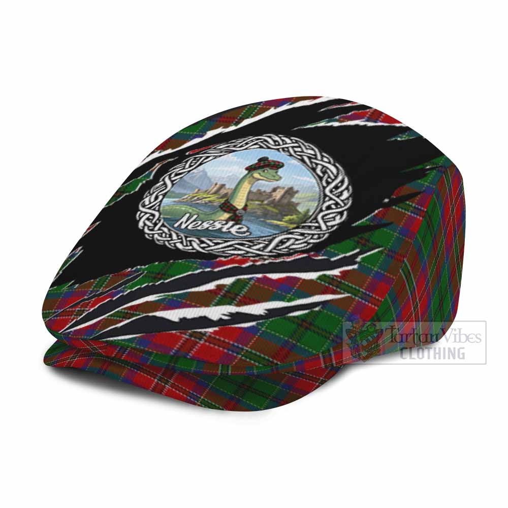 MacCulloch (McCulloch) Tartan Loch Ness Monster Flat Cap, Jeff Cap Celtic Knot Nessie Art