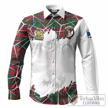 MacCulloch (McCulloch) Tartan Long Sleeve Button Shirts with Family Crest and Lion Rampant Grunge Style