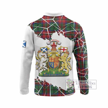 MacCulloch (McCulloch) Tartan Long Sleeve Polo Shirt with Family Crest and Lion Rampant Grunge Style
