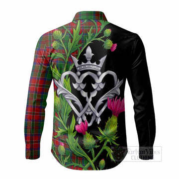 MacCulloch (McCulloch) Tartan Luckenbooth Long Sleeve Button Shirts Silver Heart Crown Thistle Floral
