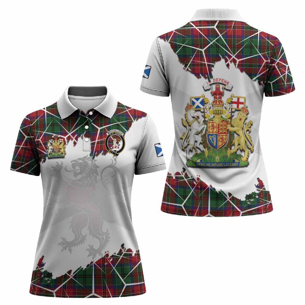 MacCulloch (McCulloch) Tartan Women Polo Shirt with Family Crest and Lion Rampant Grunge Style