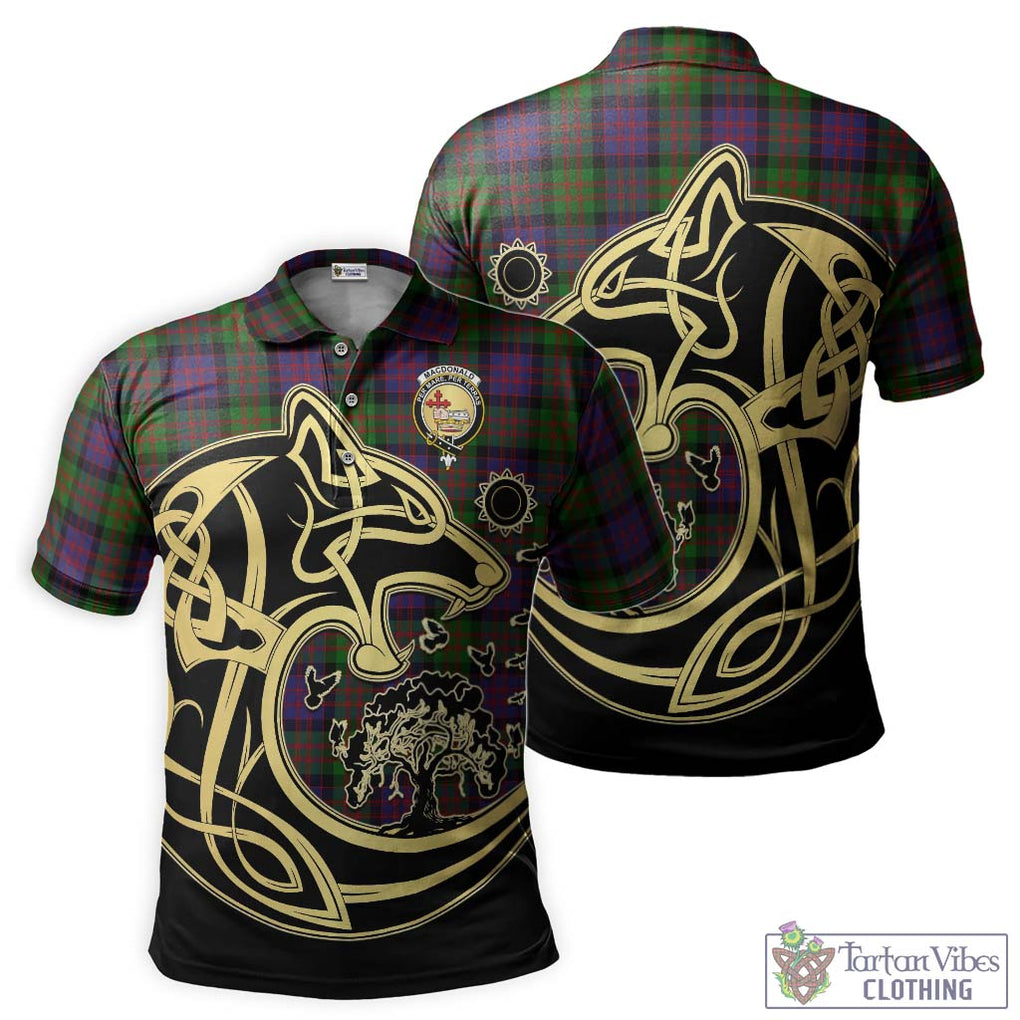 MacDonald (McDonald) Tartan Polo Shirt with Family Crest Celtic Wolf Style Kid - Tartanvibesclothing Shop