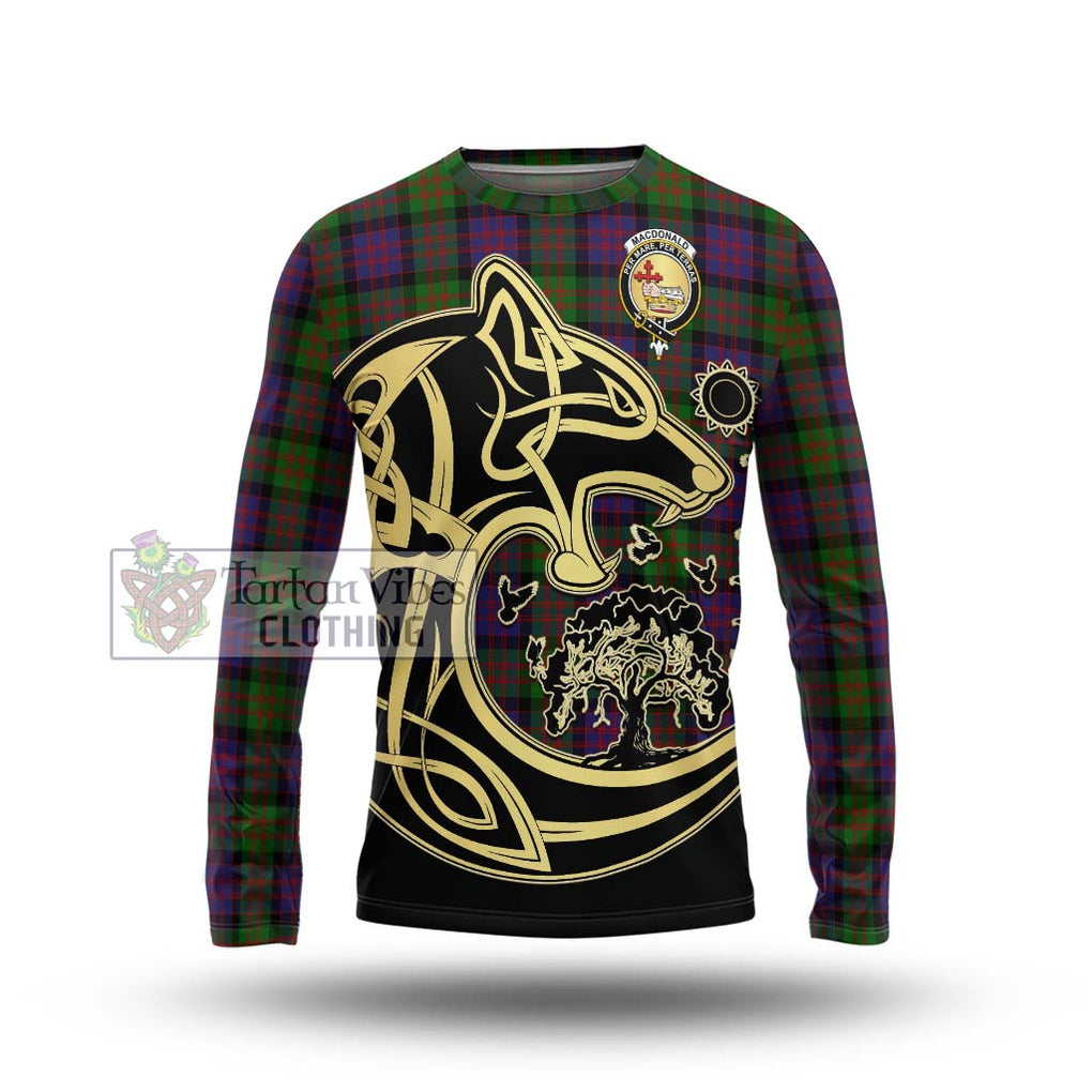 MacDonald (McDonald) Tartan Long Sleeve T-Shirt with Family Crest Celtic Wolf Style Unisex - Tartan Vibes Clothing