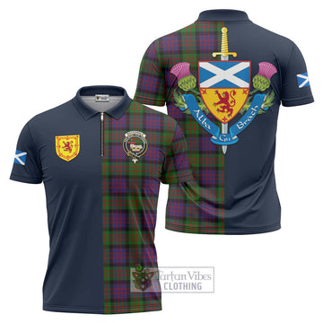 MacDonald (McDonald) Tartan Zipper Polo Shirt Alba with Scottish Lion Royal Arm Half Style