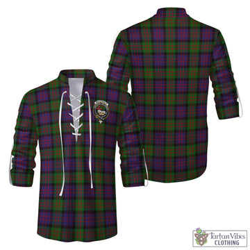 MacDonald Tartan Men's Scottish Traditional Jacobite Ghillie Kilt Shirt with Family Crest