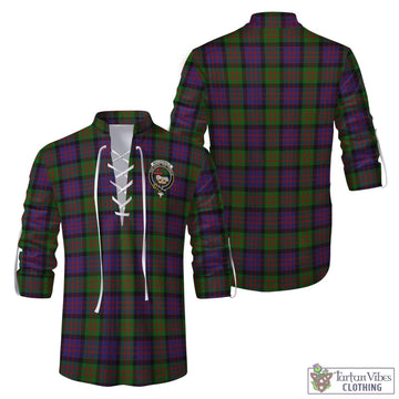 Tartan Vibes Clothing MacDonald Tartan Men's Scottish Traditional Jacobite Ghillie Kilt Shirt with Family Crest