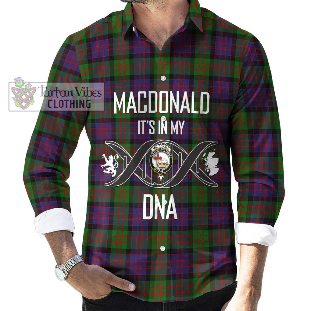 MacDonald (McDonald) Tartan Long Sleeve Button Shirt with Family Crest DNA In Me Style Men's Shirt S - Tartanvibesclothing Shop