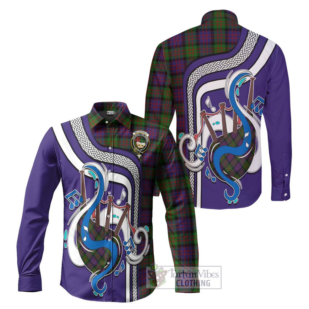 MacDonald (McDonald) Tartan Long Sleeve Button Shirt with Epic Bagpipe Style Men's Shirt S - Tartanvibesclothing Shop