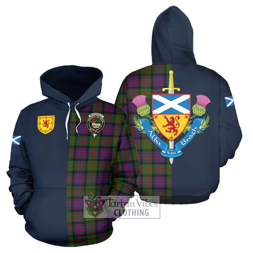 Tartan Vibes Clothing MacDonald Tartan Hoodie with Scottish Lion Royal Arm Half Style