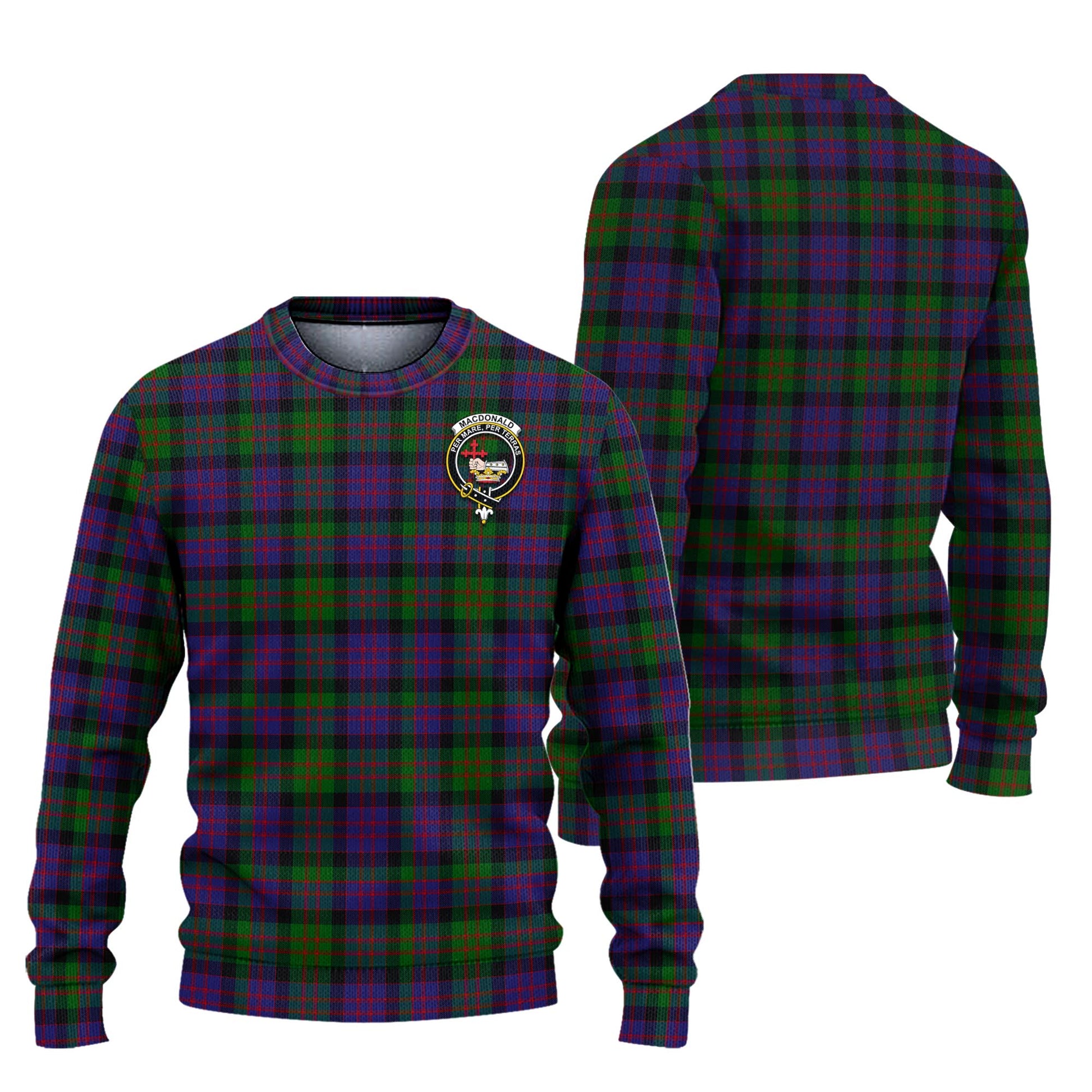 MacDonald Tartan Knitted Sweater with Family Crest Unisex - Tartanvibesclothing