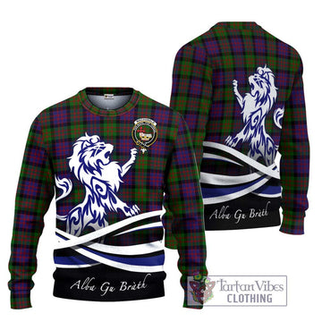 MacDonald (McDonald) Tartan Knitted Sweater with Alba Gu Brath Regal Lion Emblem Unisex - Tartanvibesclothing Shop
