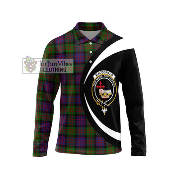 MacDonald (McDonald) Tartan Long Sleeve Polo Shirt with Family Crest Circle Style Unisex - Tartan Vibes Clothing