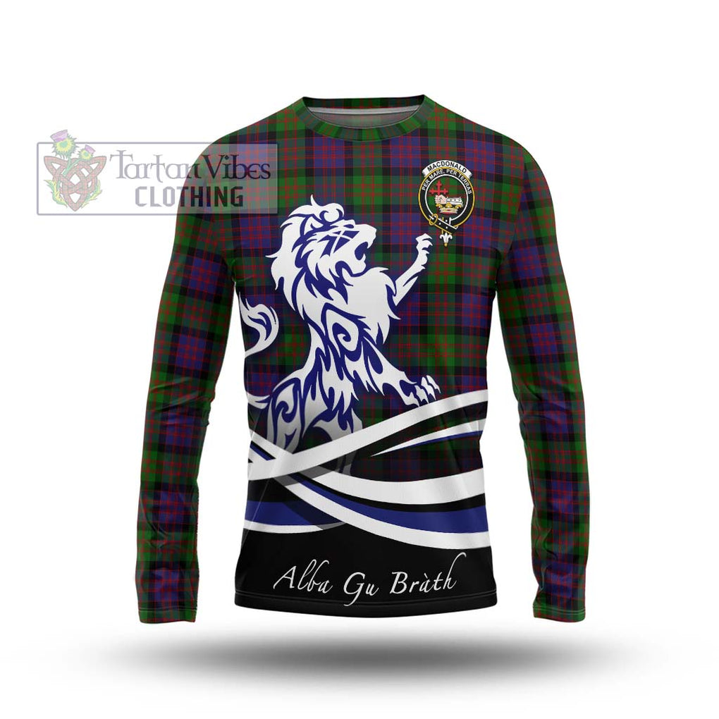 MacDonald (McDonald) Tartan Long Sleeve T-Shirt with Alba Gu Brath Regal Lion Emblem Unisex - Tartanvibesclothing Shop