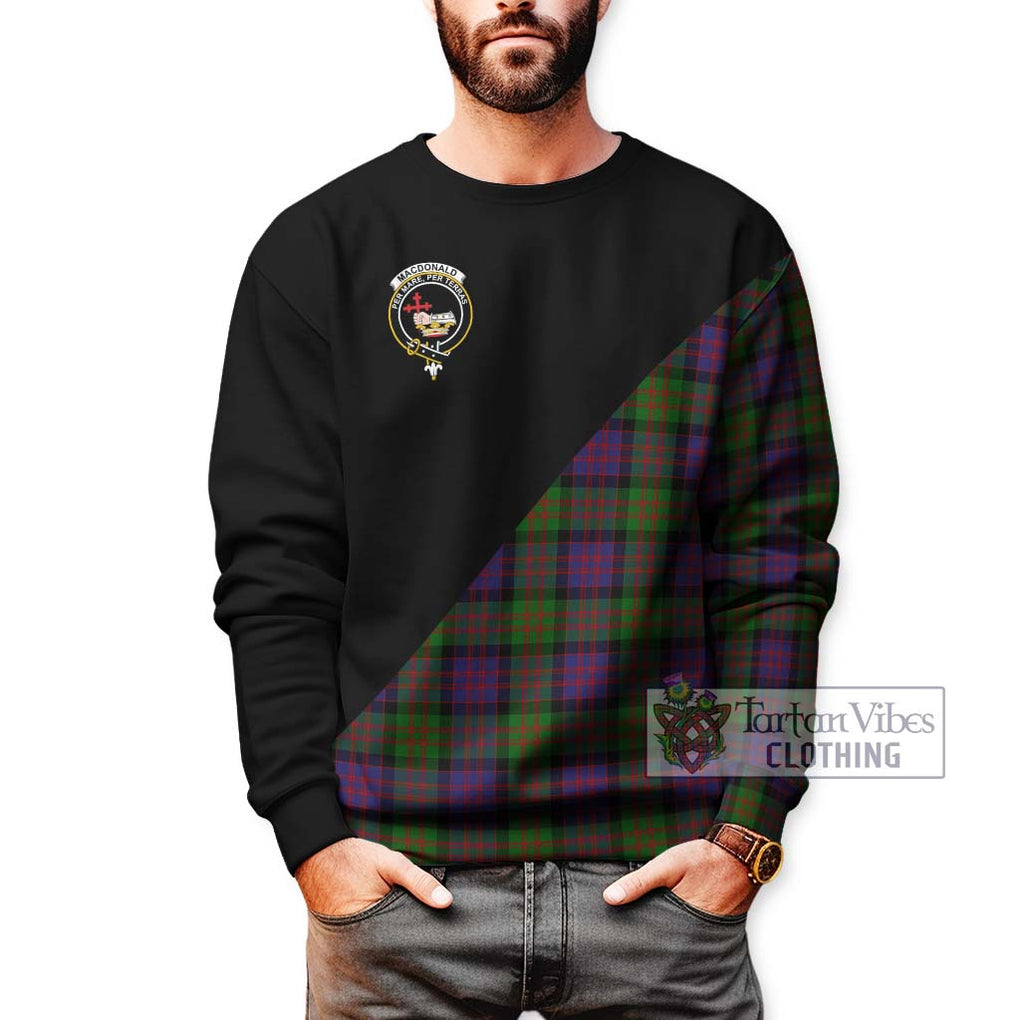 MacDonald (McDonald) Tartan Sweatshirt with Family Crest and Military Logo Style Unisex - Tartanvibesclothing Shop