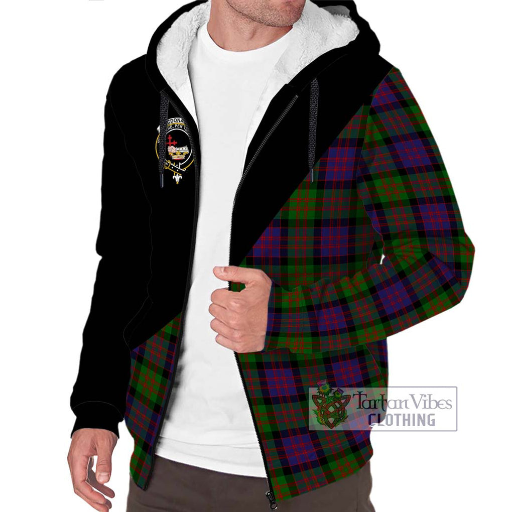 MacDonald (McDonald) Tartan Sherpa Hoodie with Family Crest and Military Logo Style Unisex S - Tartanvibesclothing Shop