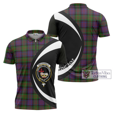 Tartan Vibes Clothing MacDonald Tartan Zipper Polo Shirt with Family Crest Circle Style