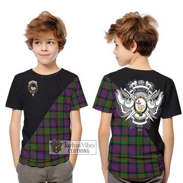MacDonald (McDonald) Tartan Kid T-Shirt with Family Crest and Military Logo Style Youth XL Size14 - Tartanvibesclothing Shop