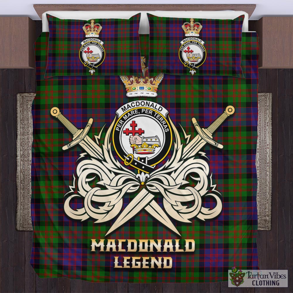 Tartan Vibes Clothing MacDonald Tartan Bedding Set with Clan Crest and the Golden Sword of Courageous Legacy