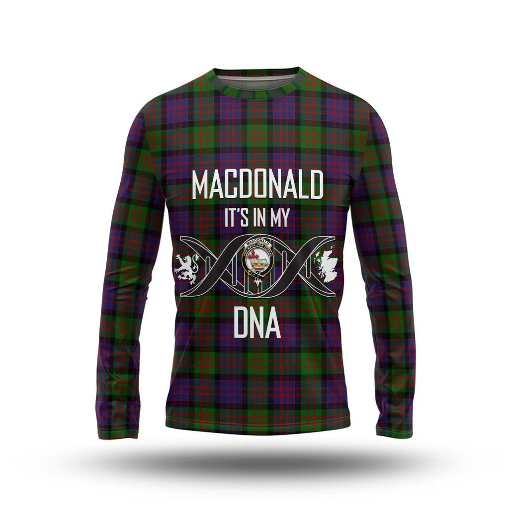 MacDonald (McDonald) Tartan Long Sleeve T-Shirt with Family Crest DNA In Me Style Unisex - Tartanvibesclothing Shop