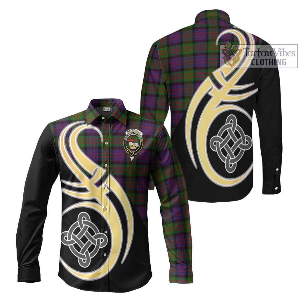 MacDonald (McDonald) Tartan Long Sleeve Button Shirt with Family Crest and Celtic Symbol Style Men's Shirt S - Tartan Vibes Clothing