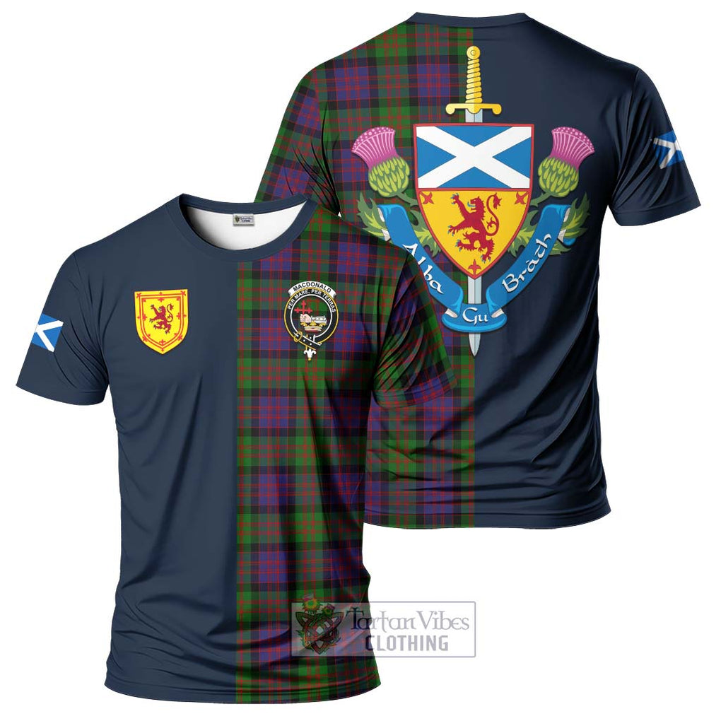 Tartan Vibes Clothing MacDonald Tartan T-Shirt Alba with Scottish Lion Royal Arm Half Style