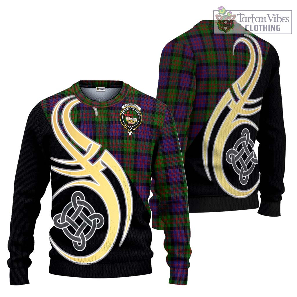 MacDonald (McDonald) Tartan Knitted Sweater with Family Crest and Celtic Symbol Style Unisex - Tartan Vibes Clothing