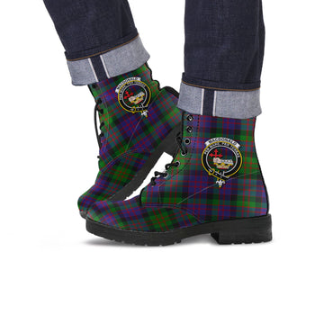MacDonald Tartan Leather Boots with Family Crest