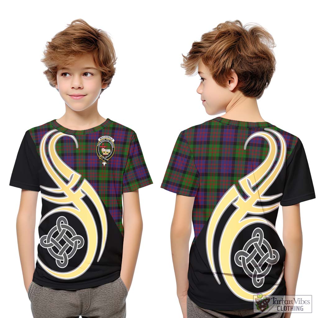 MacDonald (McDonald) Tartan Kid T-Shirt with Family Crest and Celtic Symbol Style Youth XL Size14 - Tartan Vibes Clothing