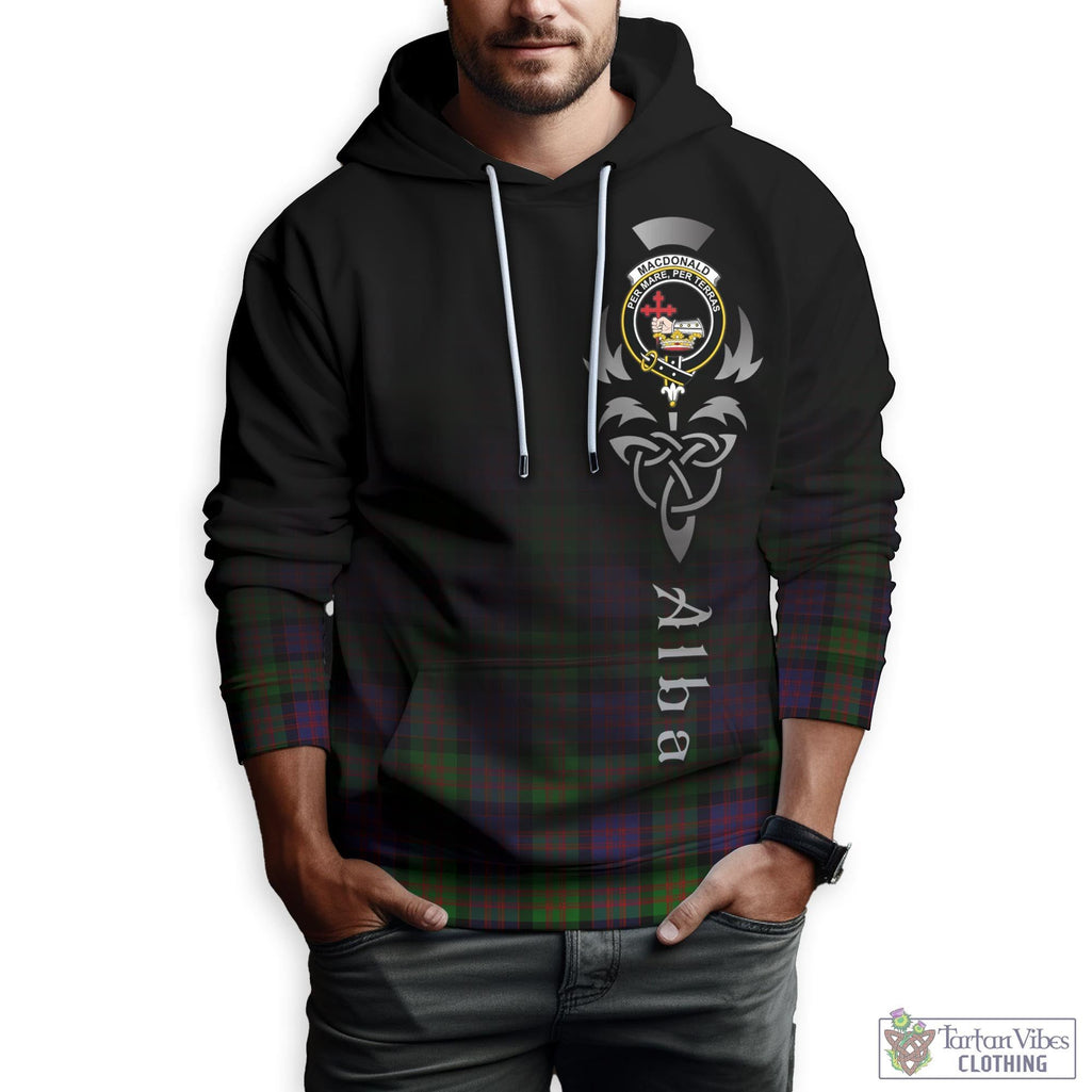 Tartan Vibes Clothing MacDonald Tartan Hoodie Featuring Alba Gu Brath Family Crest Celtic Inspired