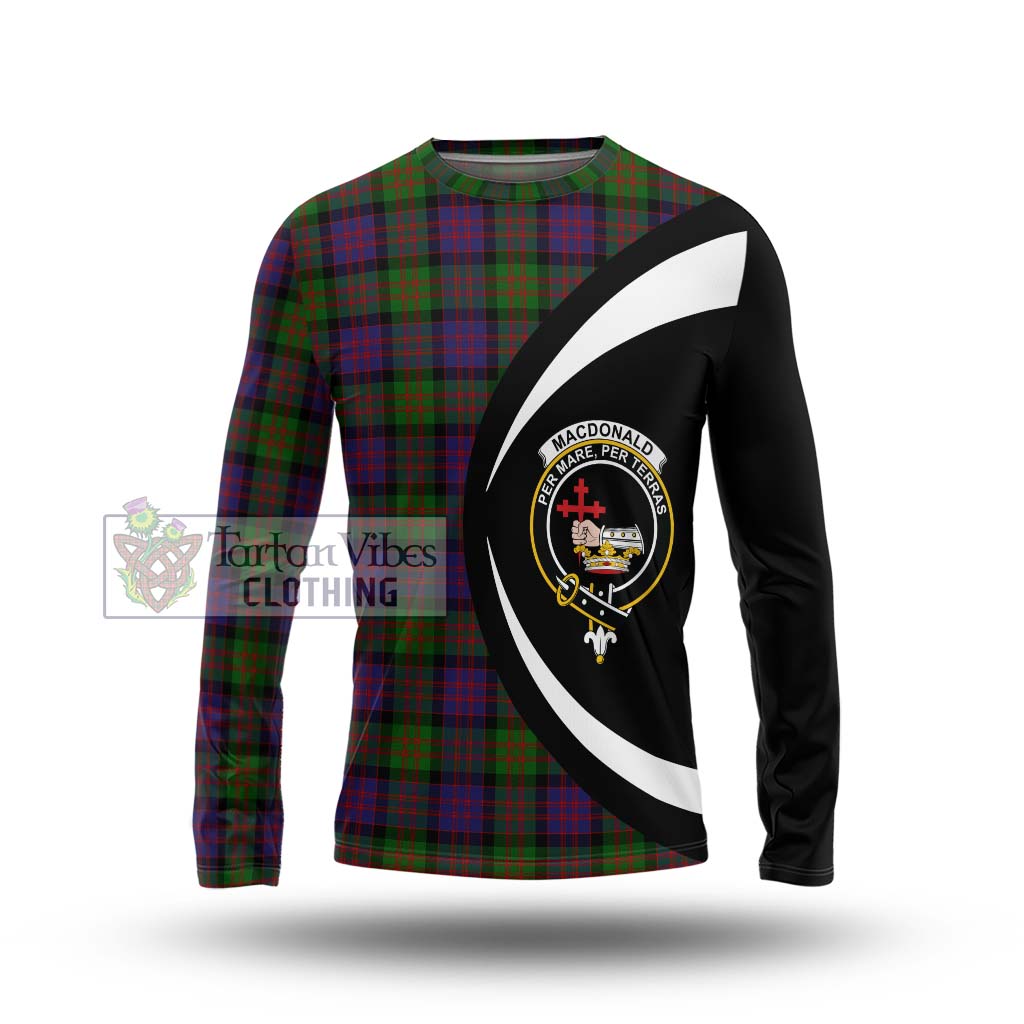 MacDonald (McDonald) Tartan Long Sleeve T-Shirt with Family Crest Circle Style Unisex - Tartan Vibes Clothing