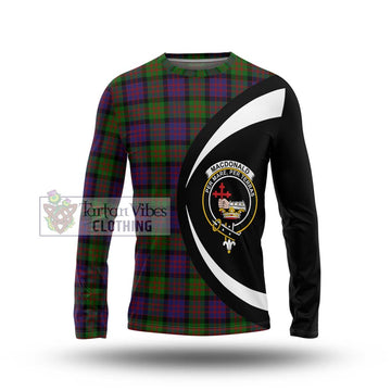 MacDonald (McDonald) Tartan Long Sleeve T-Shirt with Family Crest Circle Style Unisex - Tartan Vibes Clothing