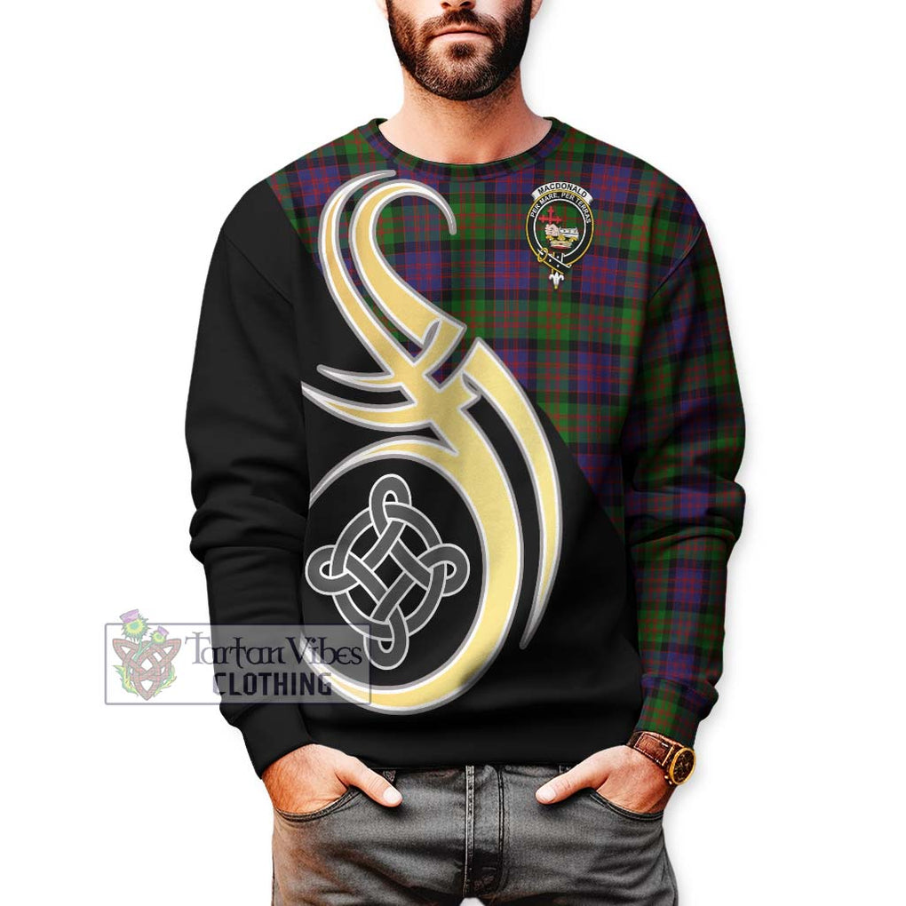 MacDonald (McDonald) Tartan Sweatshirt with Family Crest and Celtic Symbol Style Unisex - Tartan Vibes Clothing