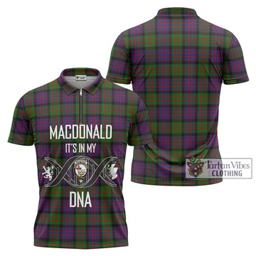 MacDonald (McDonald) Tartan Zipper Polo Shirt with Family Crest DNA In Me Style Unisex - Tartanvibesclothing Shop