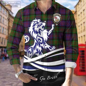 MacDonald Tartan Long Sleeve Button Up Shirt with Alba Gu Brath Regal Lion Emblem
