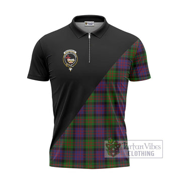 MacDonald (McDonald) Tartan Zipper Polo Shirt with Family Crest and Military Logo Style - Tartanvibesclothing Shop