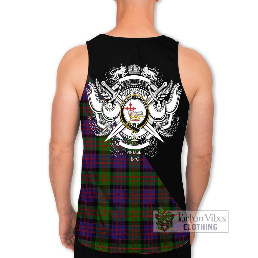 MacDonald (McDonald) Tartan Men's Tank Top with Family Crest and Military Logo Style - Tartanvibesclothing Shop